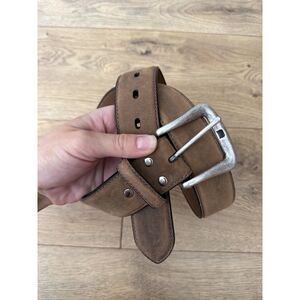 NOCONA 32 Vintage leather brown western belt cowboy rodeo festival Silver Buckle